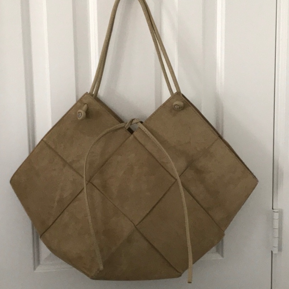 NWOT Unique Crisscross Sueded Handbag